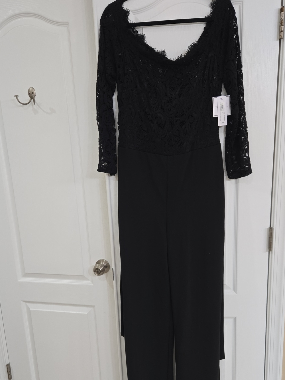 Black Lace Bodice Long Sleeve Jumpsuit